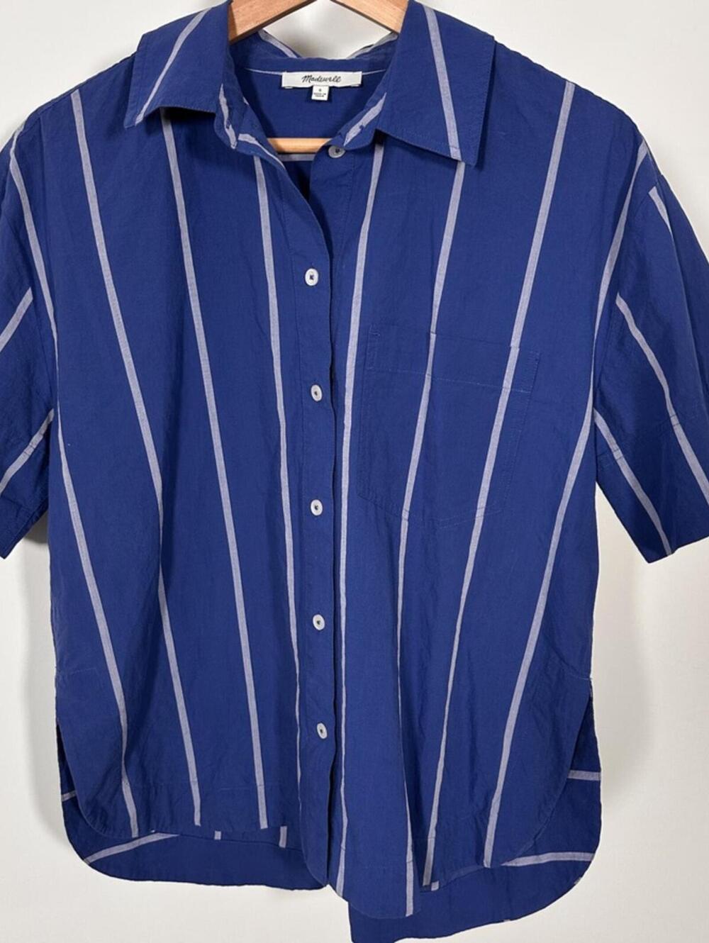 Anthropologie Madewell Oversized Boxy Button-Up Shirt Striped poplin cotton - Picture 7 of 11